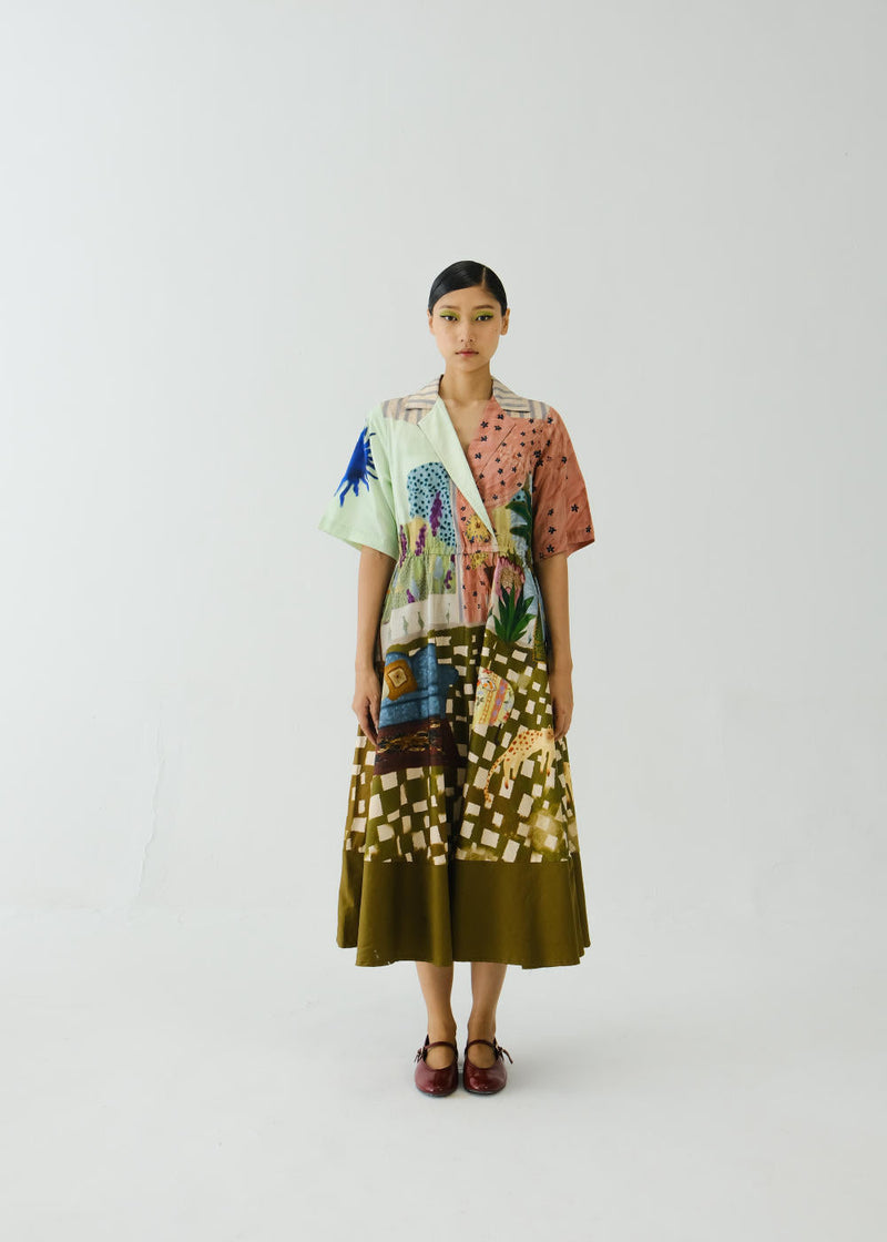 Print Blocked Dress-Alice satin by CORD for women Worldwide