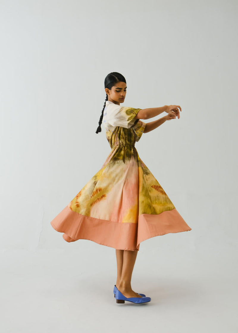 Print Blocked Dress-Dale satin by CORD for women Worldwide