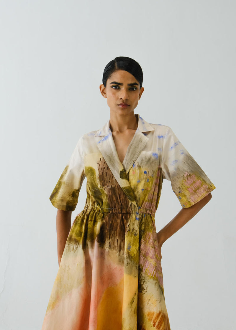Print Blocked Dress-Dale satin by CORD for women Worldwide
