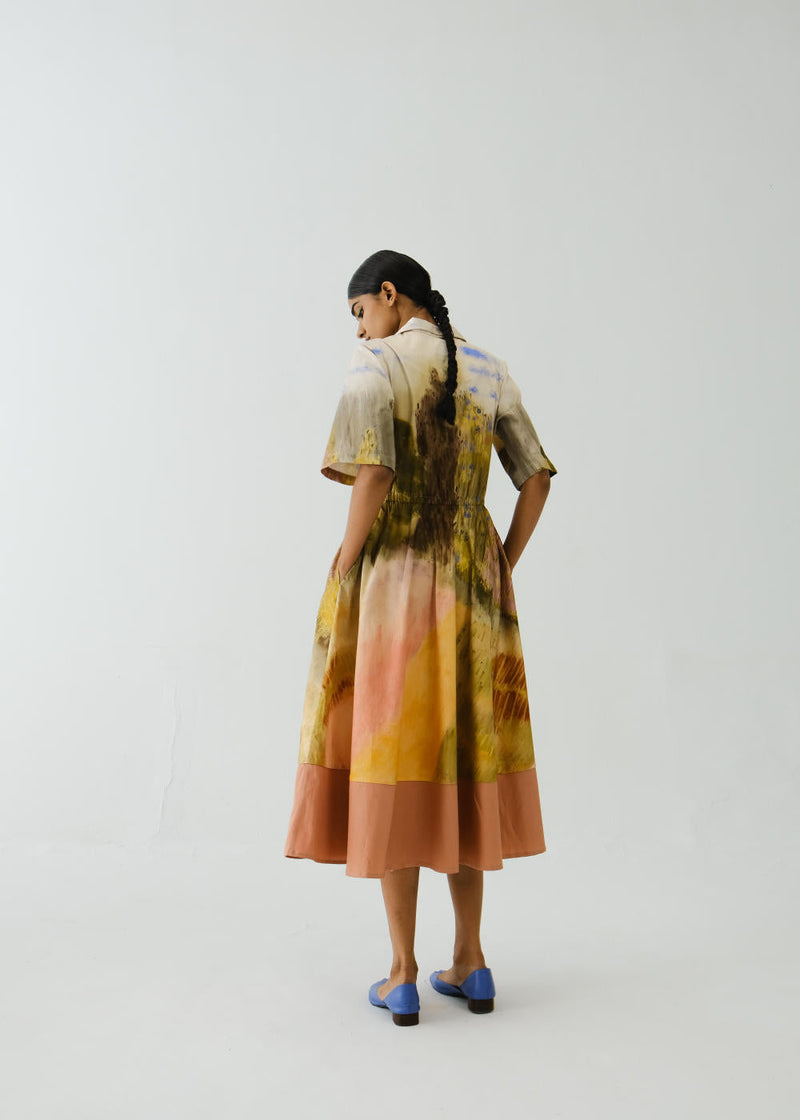 Print Blocked Dress-Dale satin by CORD for women Worldwide