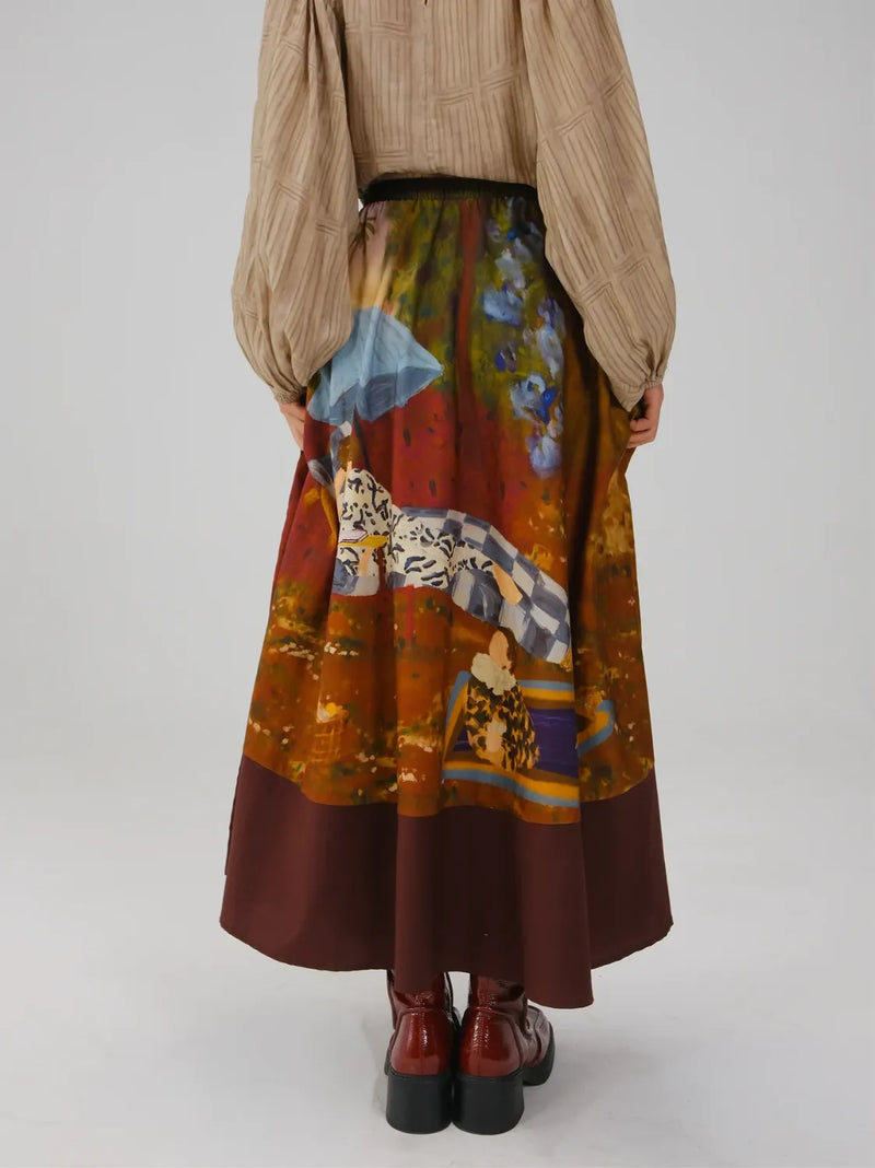 Print Blocked Skirt - Lakeside satin by CORD for women Worldwide