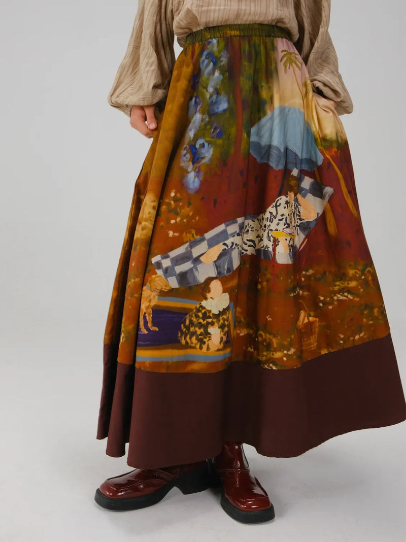 Print Blocked Skirt - Lakeside satin by CORD for women Worldwide