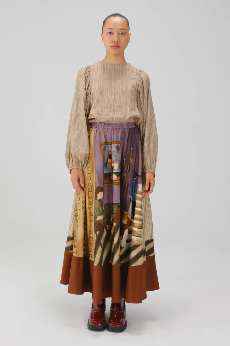 Print Blocked Skirt - Living Room satin by CORD for women Worldwide