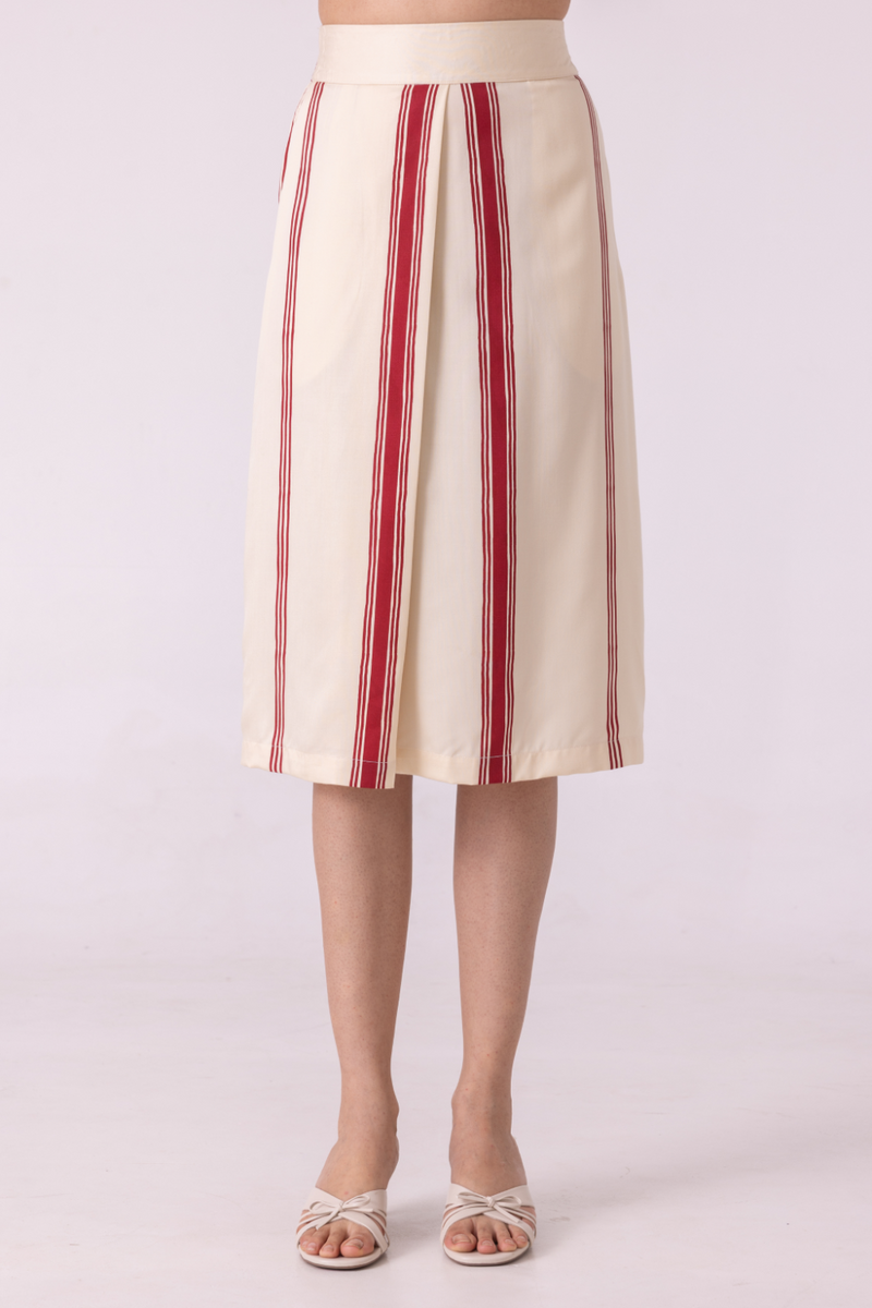 Prynne Red Striped Skirt tencil twill by The Summer House for women Worldwide