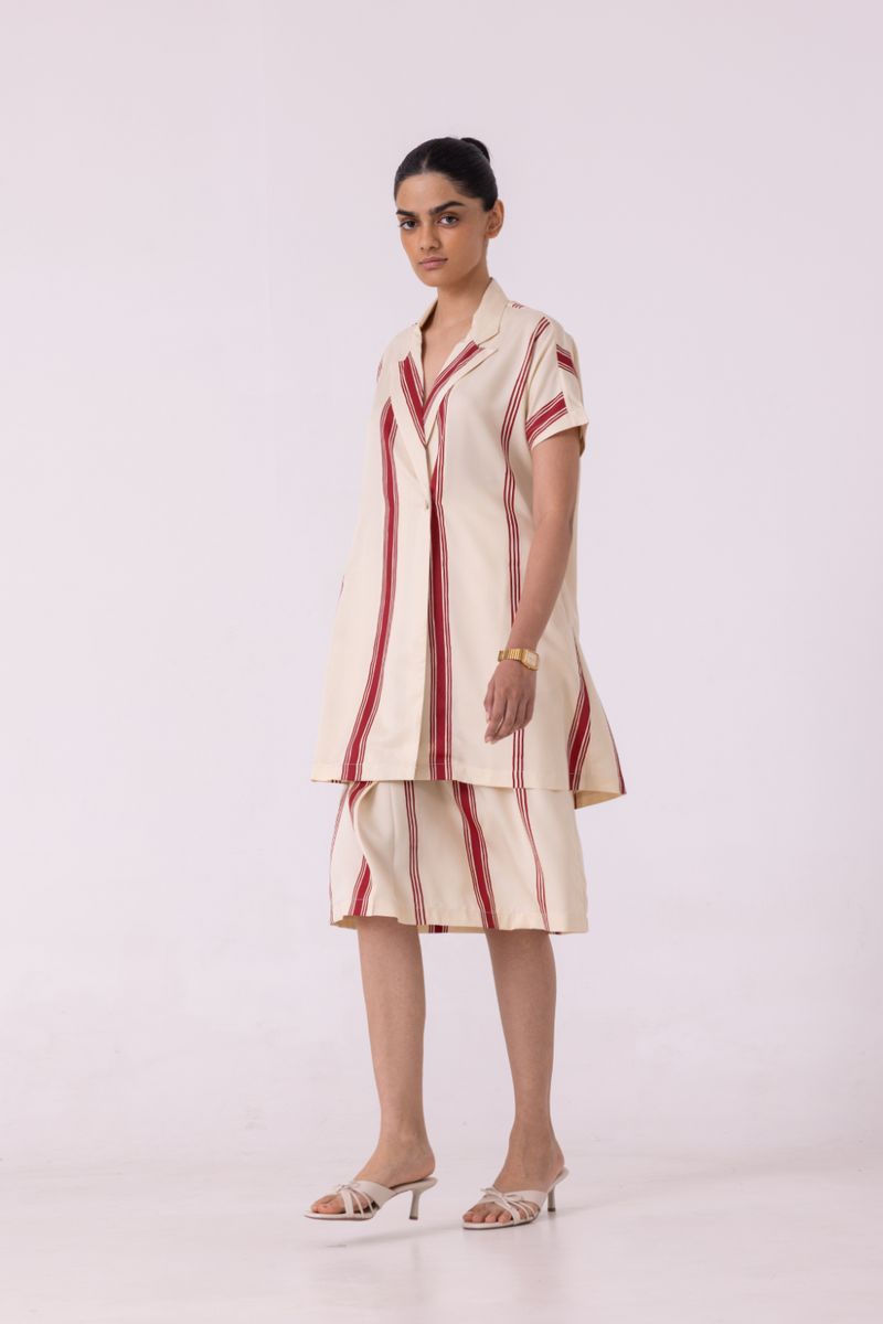 Prynne Red Striped Skirt tencil twill by The Summer House for women Worldwide