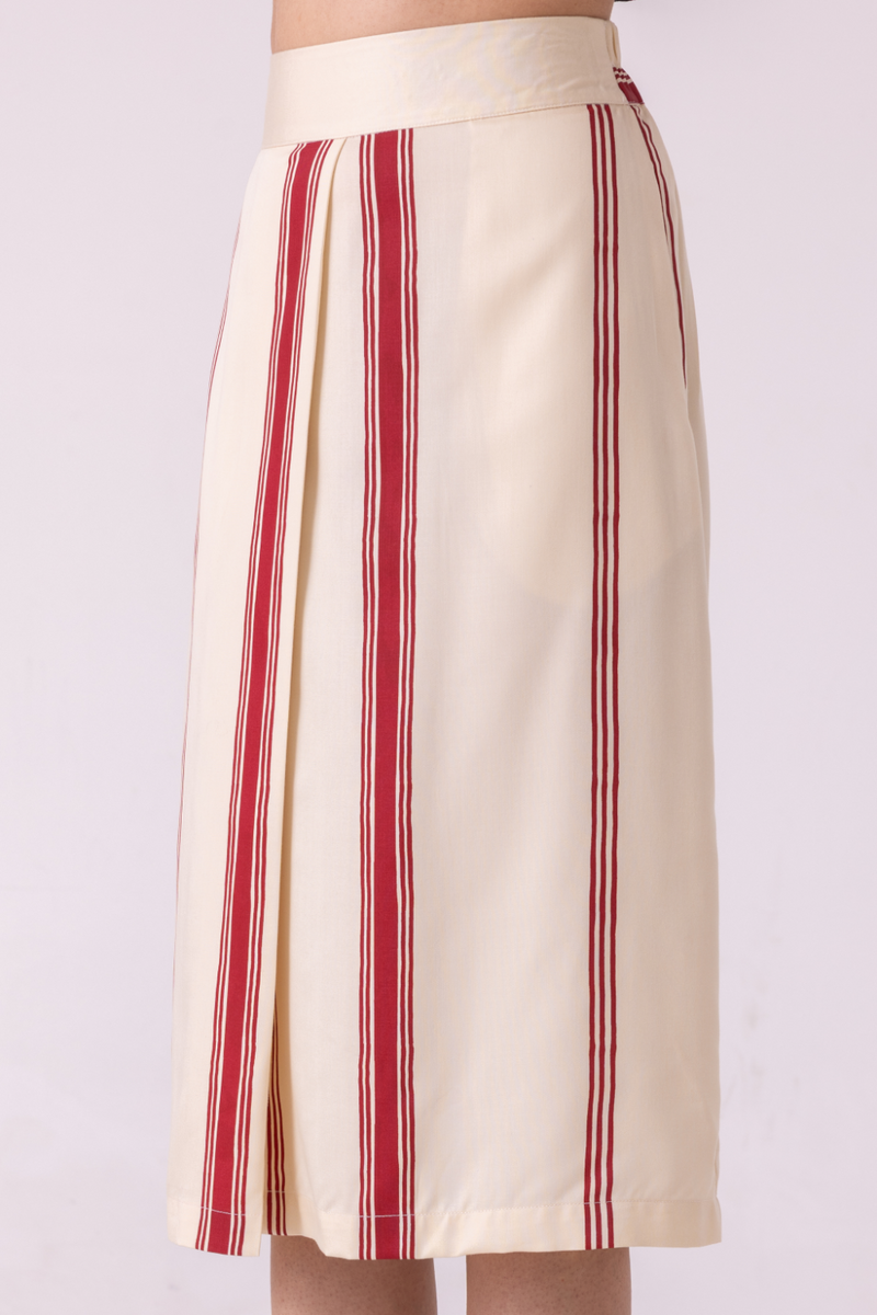 Prynne Red Striped Skirt tencil twill by The Summer House for women Worldwide