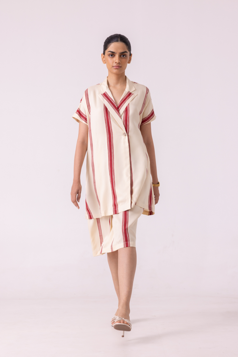 Prynne Red Striped Skirt tencil twill by The Summer House for women Worldwide