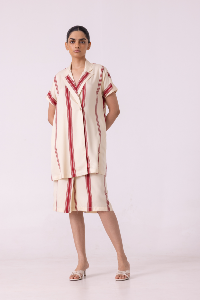 Prynne Red Striped Skirt tencil twill by The Summer House for women Worldwide