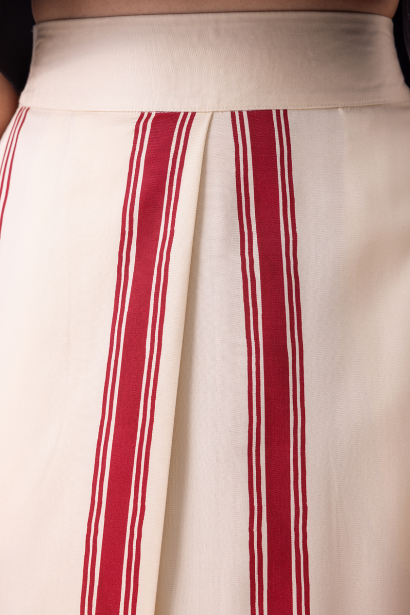 Prynne Red Striped Skirt tencil twill by The Summer House for women Worldwide