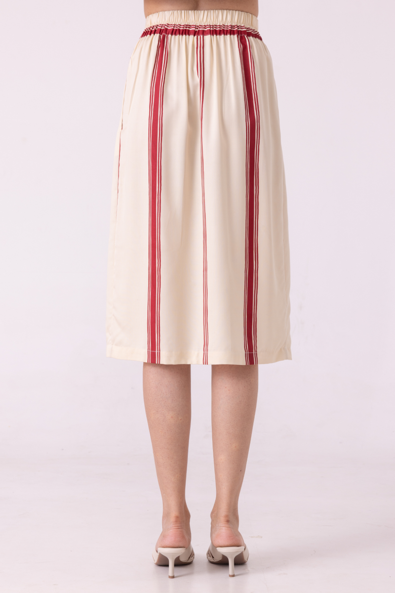 Prynne Red Striped Skirt tencil twill by The Summer House for women Worldwide