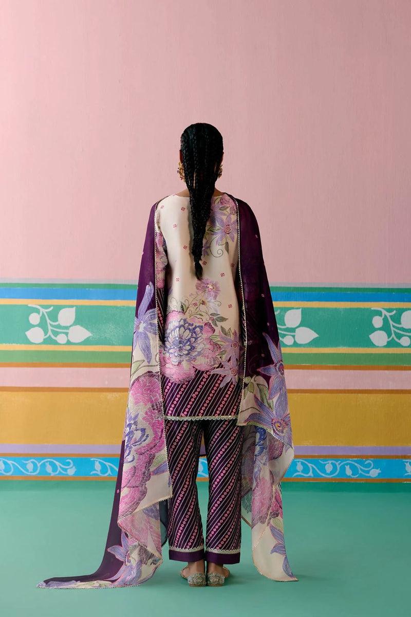 Purple Ikkat Kurta Set chanderi by Label Mogra in purple color for women Worldwide