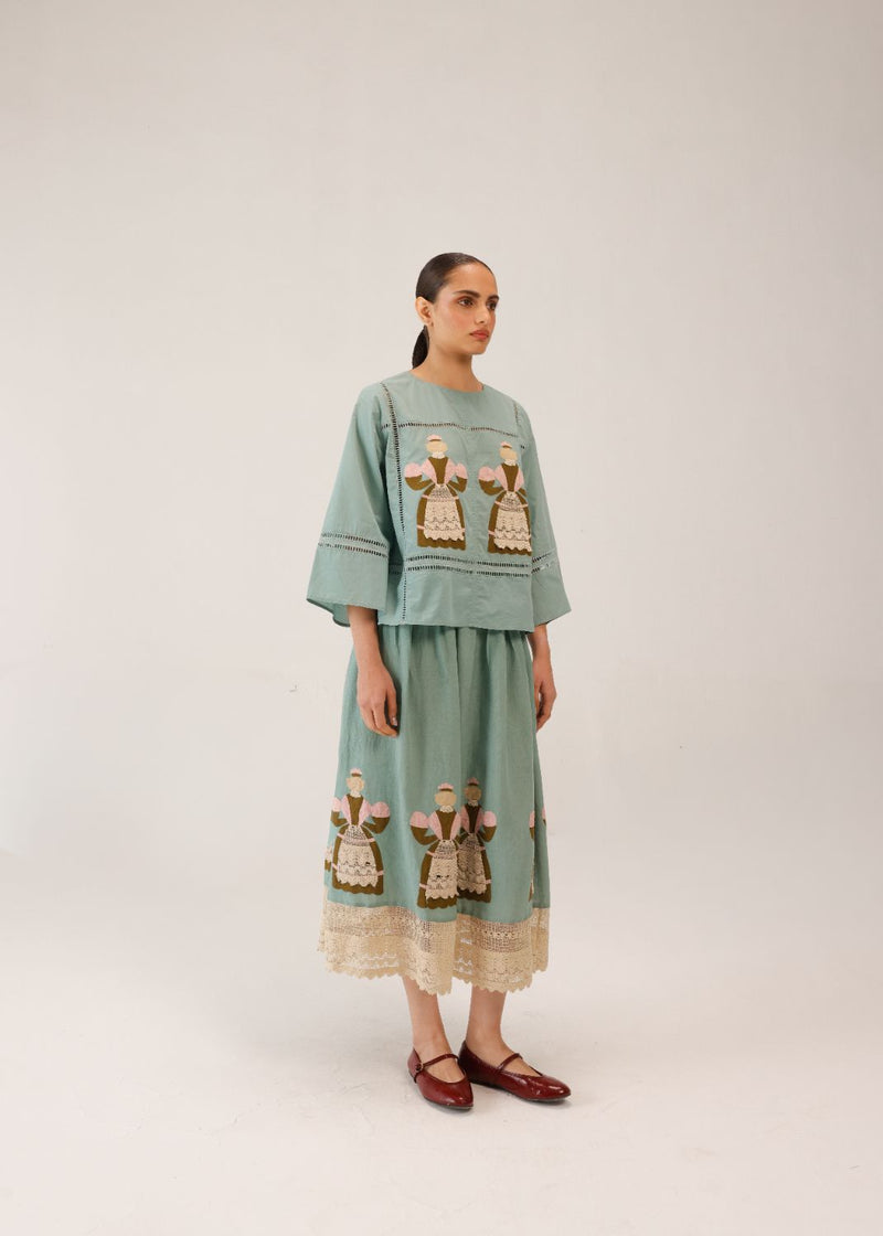 QUAD SET (QUAD TOP+ CLAIRE SKIRT) - DOLL PB APPL by CORD for women Worldwide