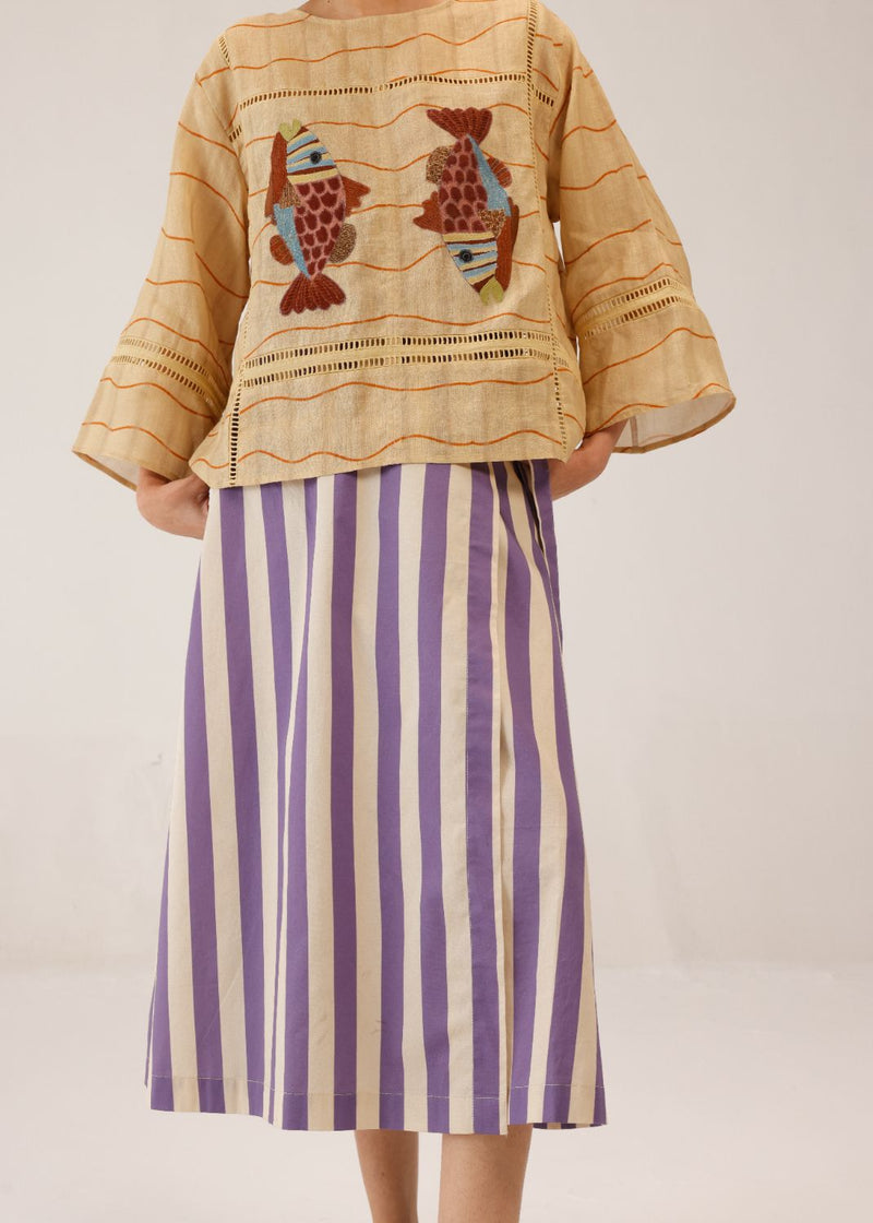 QUAD TOP - FISH APPL all linen by CORD for women Worldwide