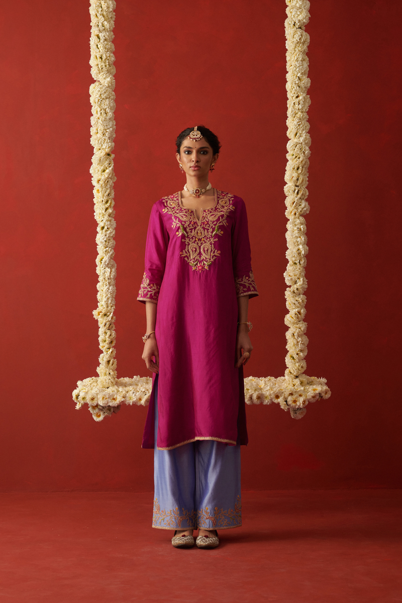 RAABIA & ZAREEN KURTA & PANT chiffon by Rashika Mittal in multi color for women Worldwide