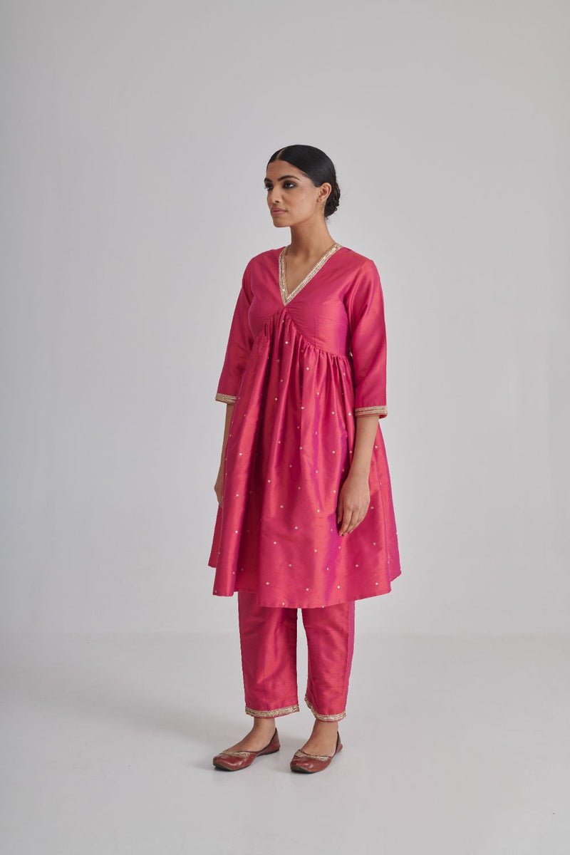 RAHA & AVNI KURTA & PANT silk by Rashika Mittal in pink color for women Worldwide