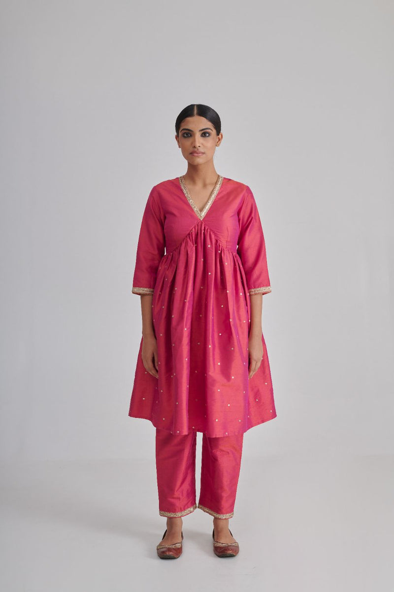 RAHA & AVNI KURTA & PANT silk by Rashika Mittal in pink color for women Worldwide