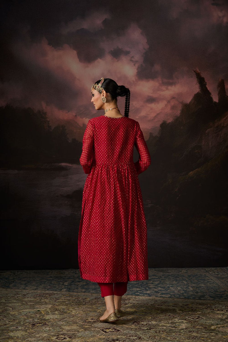 RAMA PANT 100% cotton by SWATTI KAPOOR in red color for women Worldwide