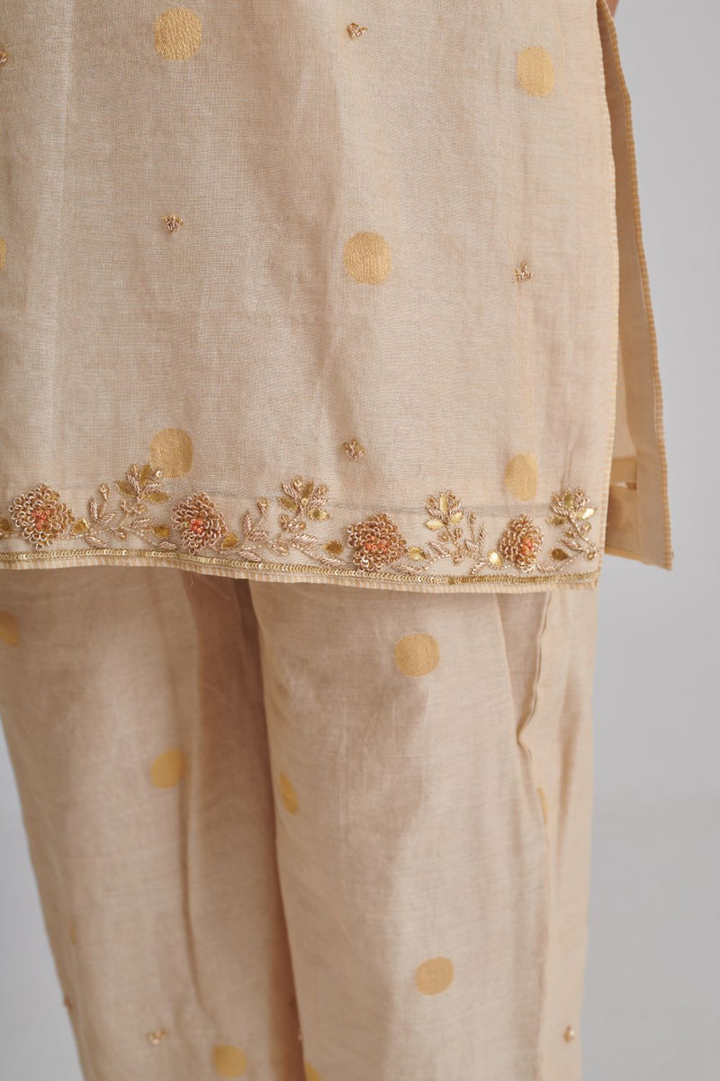 RANI & RANA KURTA & PANT silk by Rashika Mittal in beige color for women Worldwide