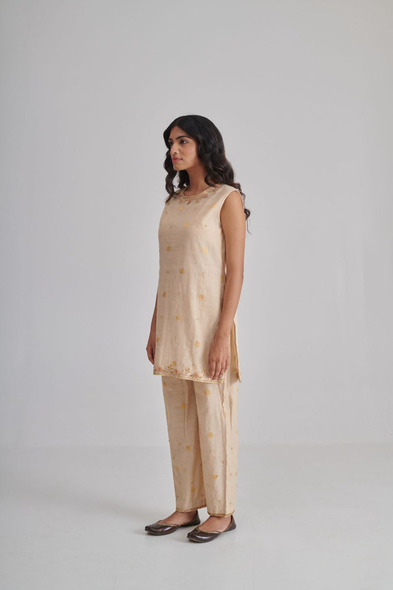 RANI & RANA KURTA & PANT silk by Rashika Mittal in beige color for women Worldwide