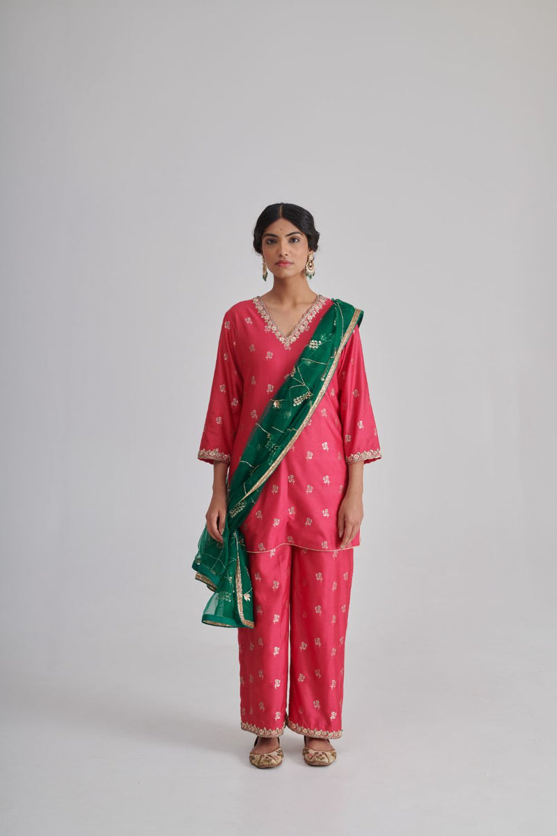 RASIYA & MISRI KURTA & PANT silk by Rashika Mittal in pink color for women Worldwide