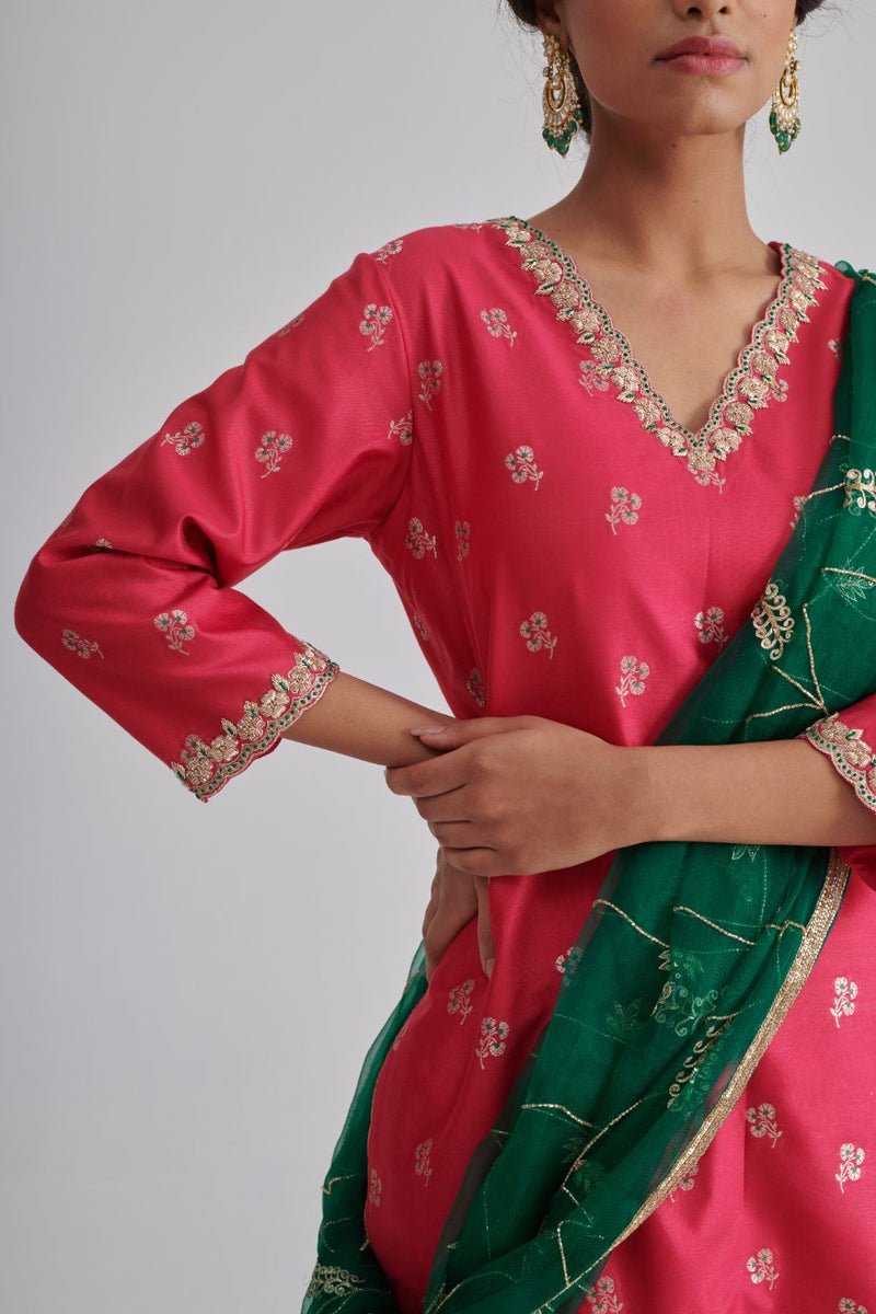 RASIYA & MISRI KURTA & PANT silk by Rashika Mittal in pink color for women Worldwide