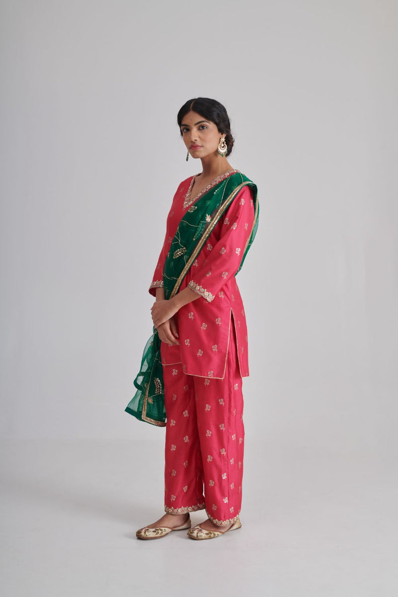 RASIYA & MISRI KURTA & PANT silk by Rashika Mittal in pink color for women Worldwide