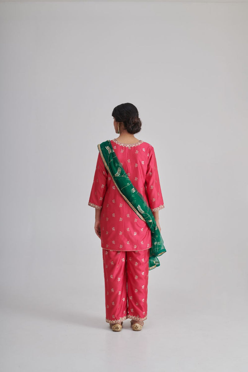 RASIYA & MISRI KURTA & PANT silk by Rashika Mittal in pink color for women Worldwide