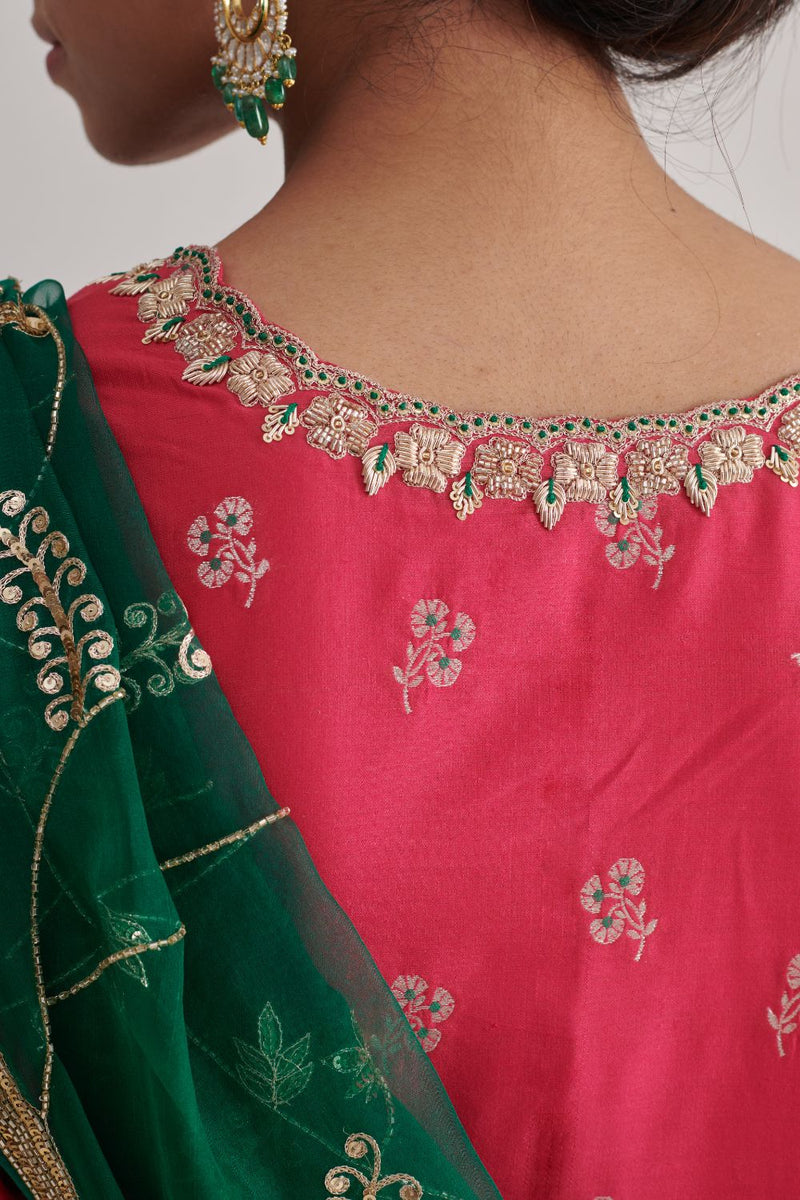 RASIYA & MISRI KURTA & PANT silk by Rashika Mittal in pink color for women Worldwide