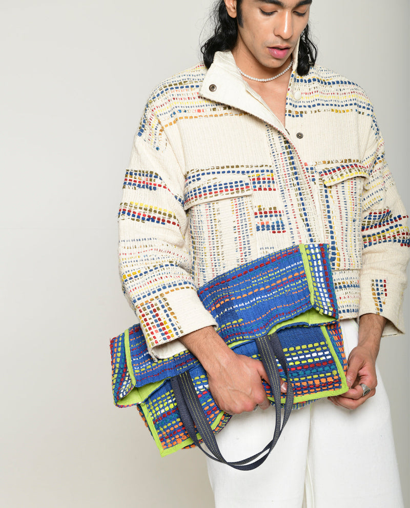 RECYCLE INDIGO FUMIGO BAG 100% cotton by Rias in multi color for women Worldwide