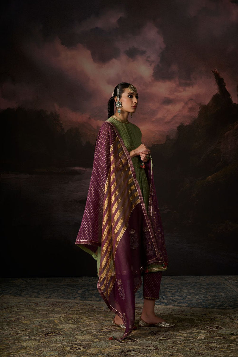 REEM DUPATTA chanderi by SWATTI KAPOOR in purple color for women Worldwide