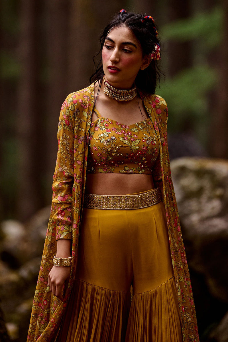Regan Jacket Set cotton silk by Paulmi & Harsh-kahan Sep'26 in yellow for women Worldwide