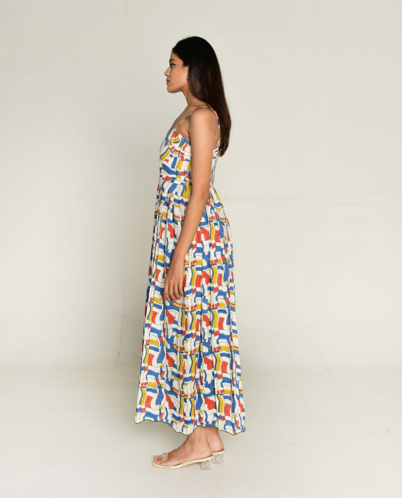 Escher Halter Heart Dress linen by Rias in multi color for women Worldwide
