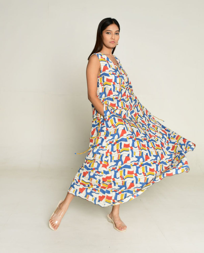 Escher Maxi Dress all linen by Rias in multi color for women Worldwide