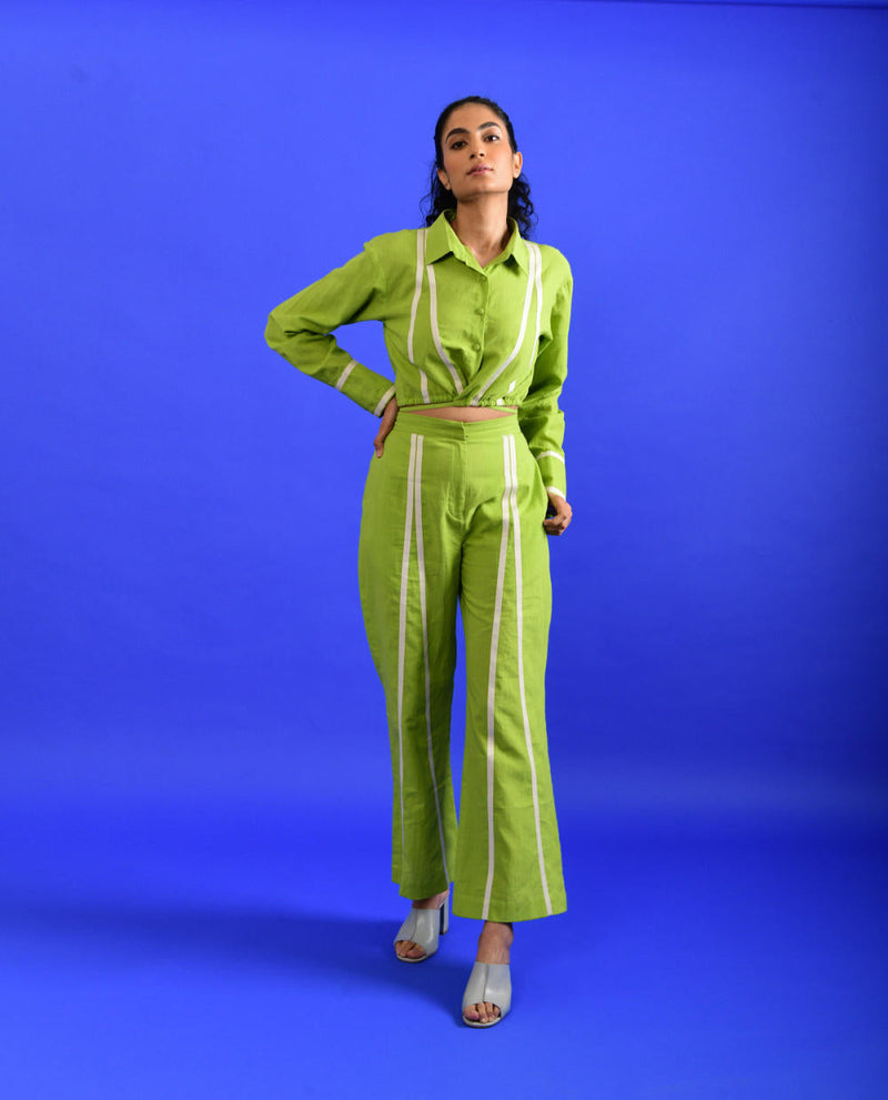 SCREAM GREEN TIE UP TOP Top & Tunics by Rias for women Worldwide