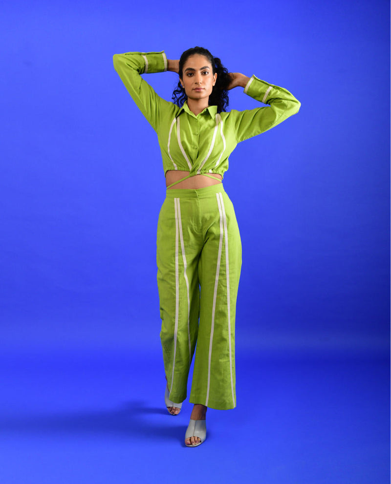 SCREAM GREEN TIE UP TOP Top & Tunics by Rias for women Worldwide