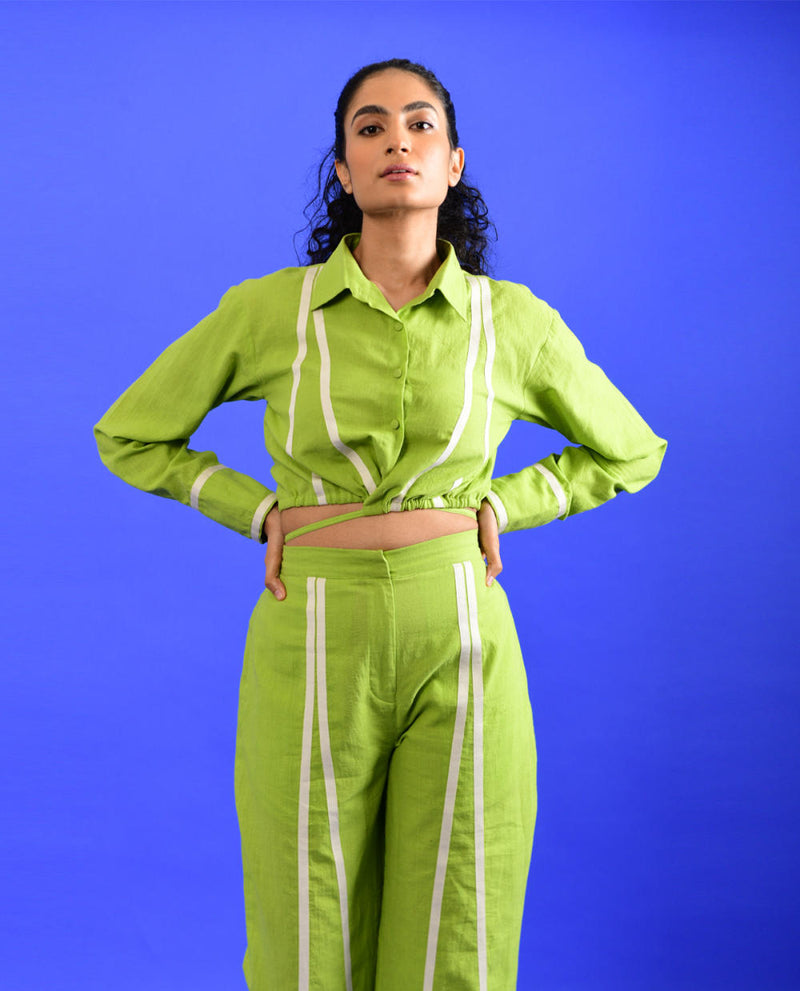 SCREAM GREEN TIE UP TOP Top & Tunics by Rias for women Worldwide