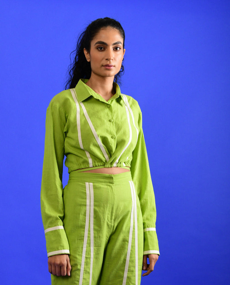 SCREAM GREEN TIE UP TOP Top & Tunics by Rias for women Worldwide