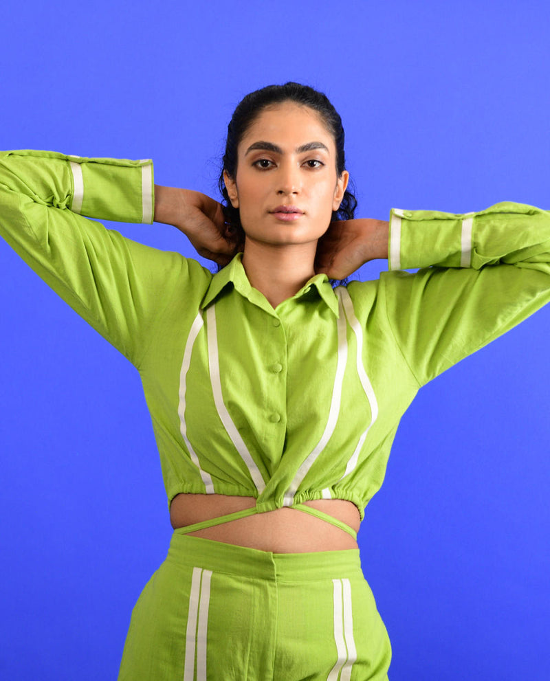 SCREAM GREEN TIE UP TOP Top & Tunics by Rias for women Worldwide