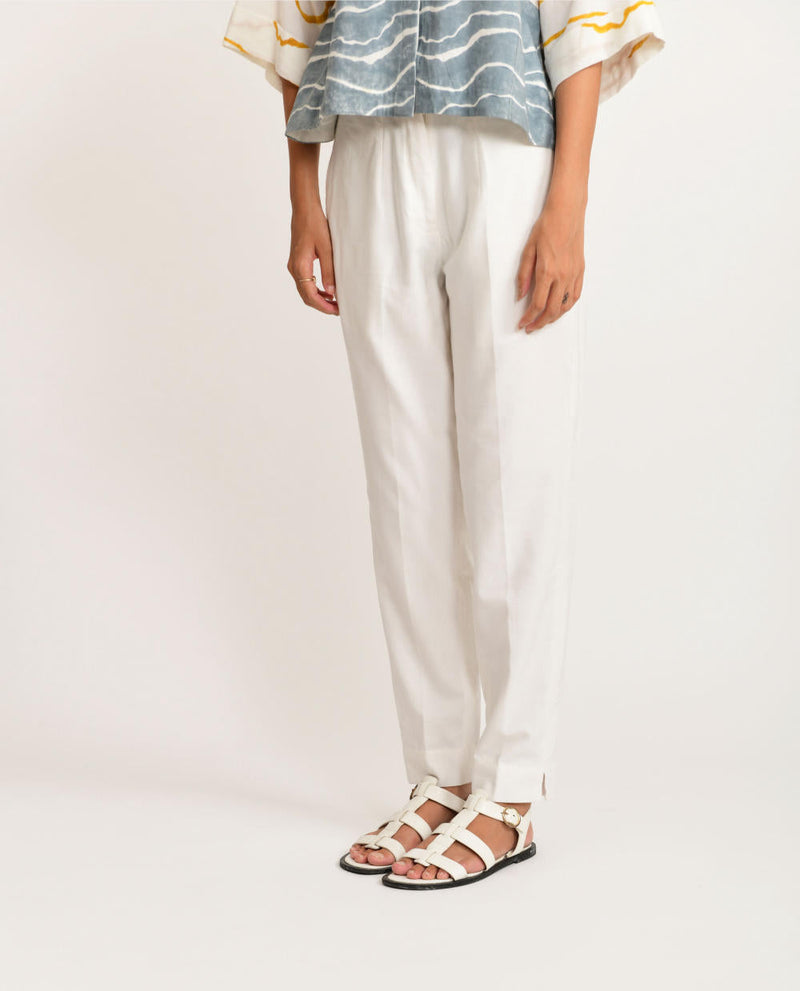 STRAIGHT SAND PANT organic bamboo fiber Bottoms by Rias in white color for women Worldwide