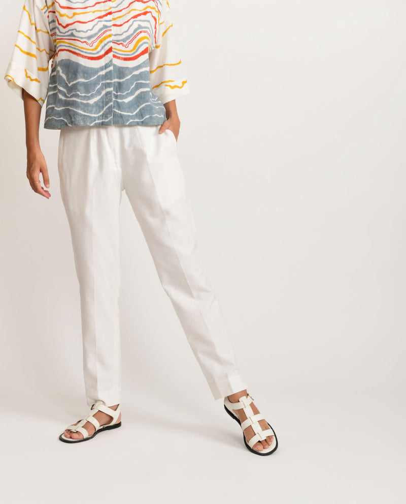 STRAIGHT SAND PANT organic bamboo fiber Bottoms by Rias in white color for women Worldwide
