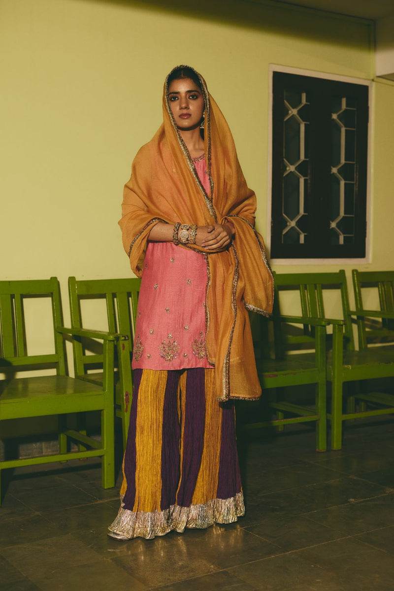 RIMZA DUPATTA chanderi by Rashika Mittal in yellow color for women Worldwide