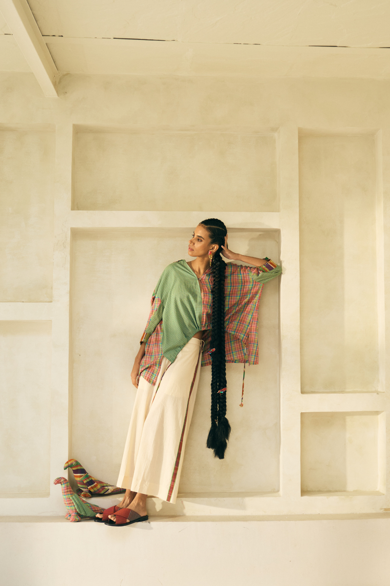 River Pant cotton by SWATTI KAPOOR in white color for women Worldwide