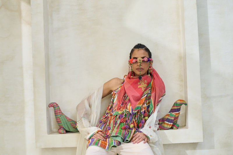 Romy Overlay cotton by SWATTI KAPOOR in white color for women Worldwide