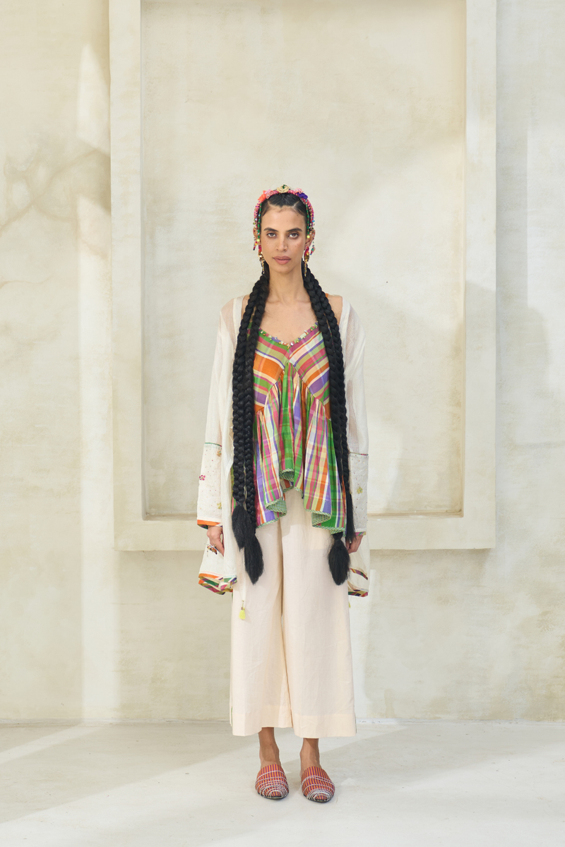 Romy Overlay cotton by SWATTI KAPOOR in white color for women Worldwide