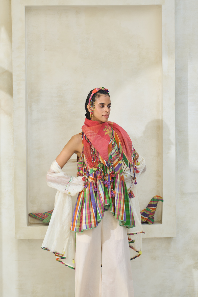 Romy Overlay cotton by SWATTI KAPOOR in white color for women Worldwide