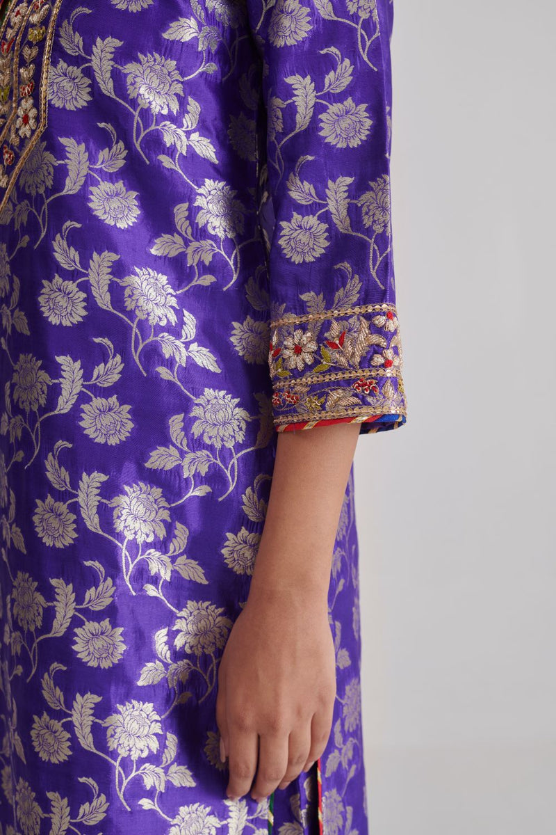 ROOHI & QURBAT KURTA & PANT silk by Rashika Mittal in purple color for women Worldwide