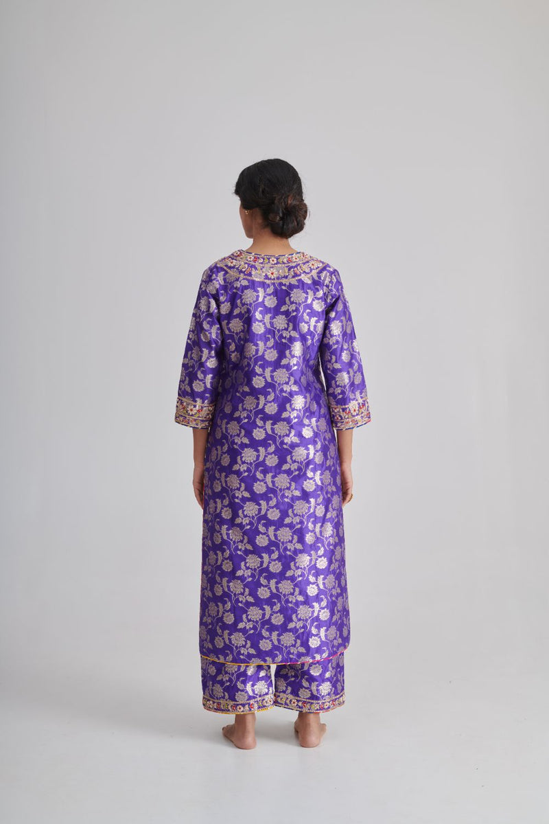 ROOHI & QURBAT KURTA & PANT silk by Rashika Mittal in purple color for women Worldwide