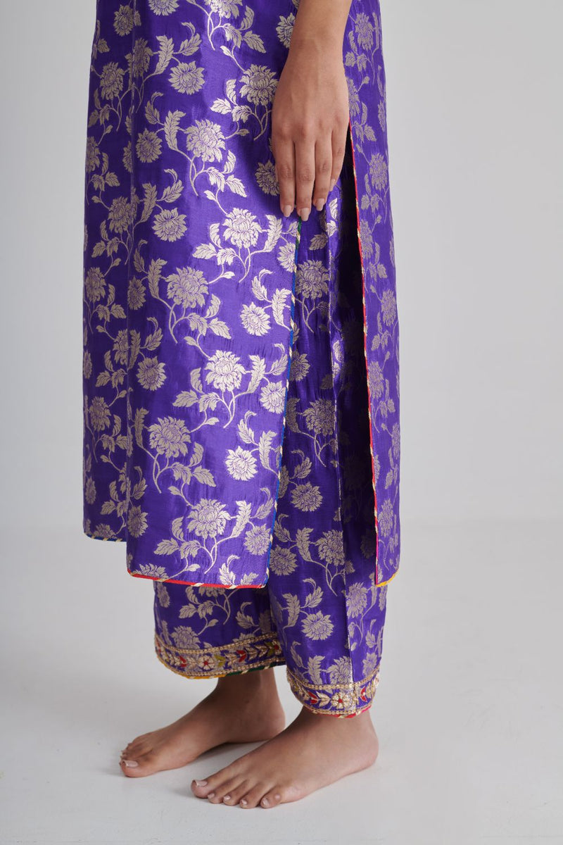 ROOHI & QURBAT KURTA & PANT silk by Rashika Mittal in purple color for women Worldwide