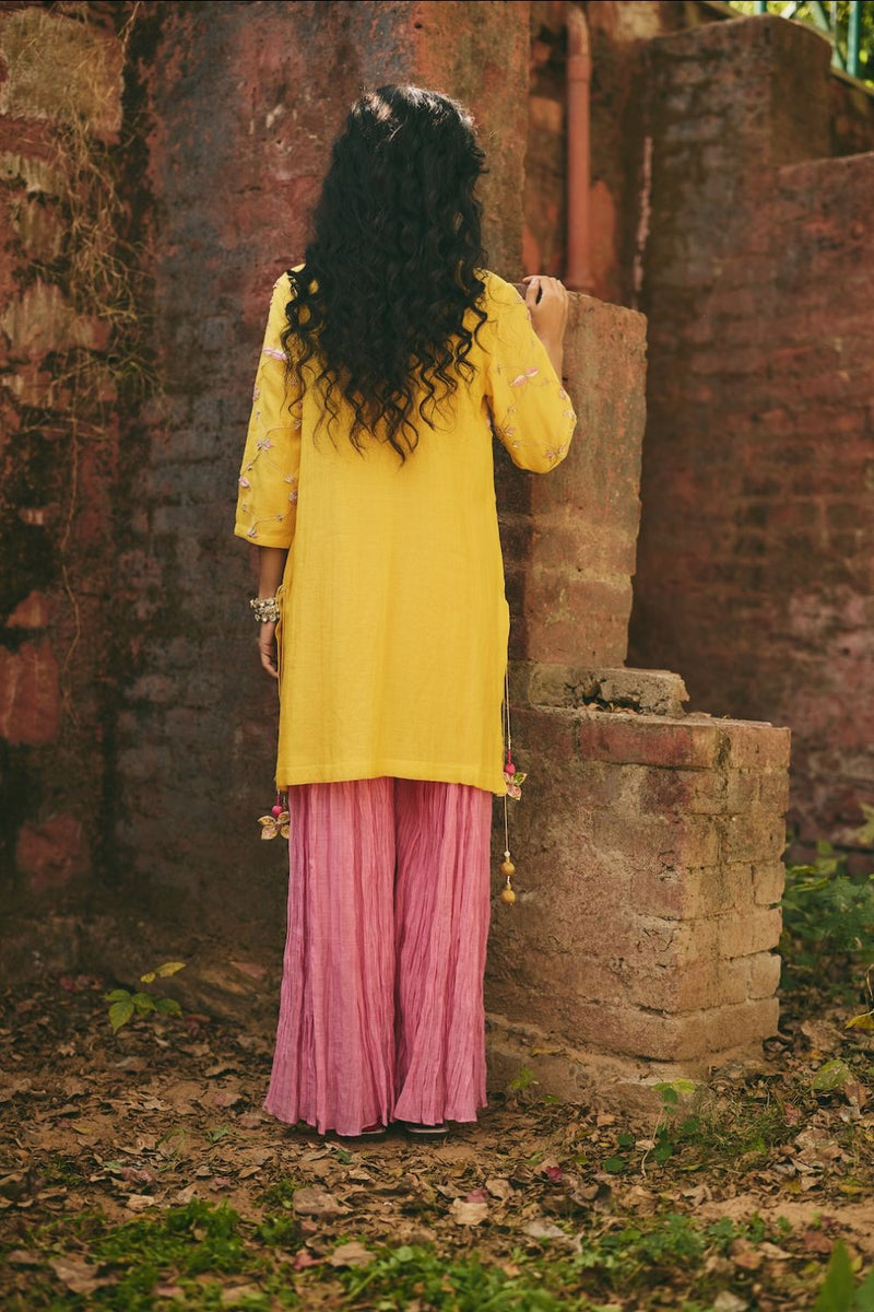 ROSHNI & NAZREEN KURTA & SHARARA chanderi by Rashika Mittal in multi color for women Worldwide