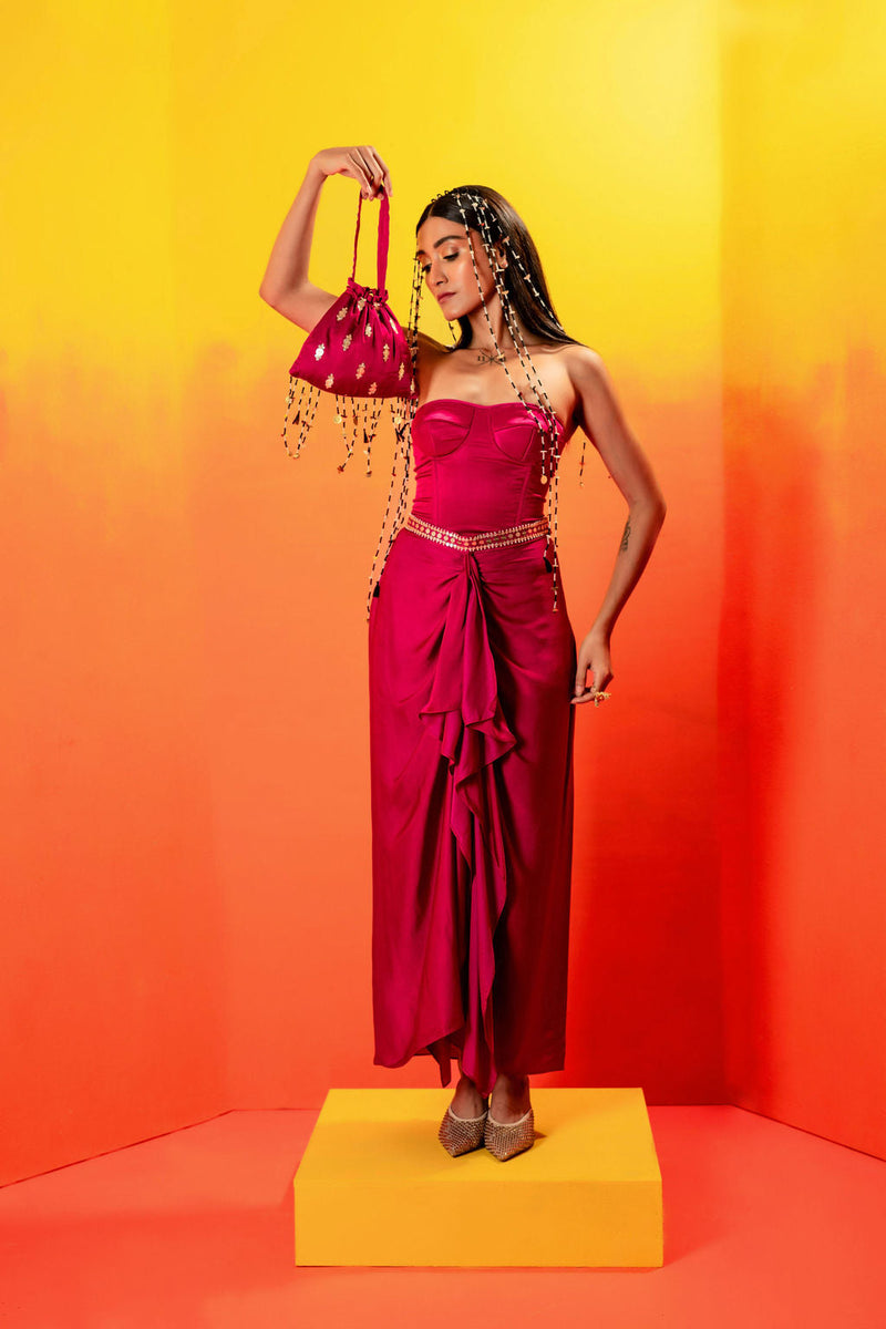 Tara Pink Blouse with Ruffled Skirt